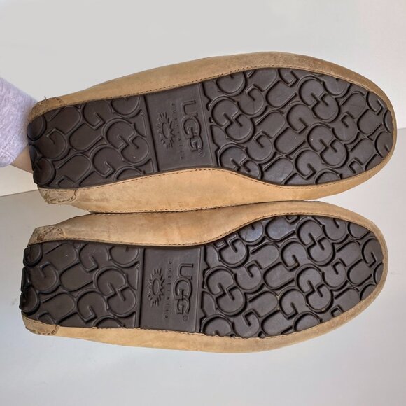 UGG "Bryon" Chestnut Suede Leather Slippers Men's Size 11 Slip On Moccasin - Picture 3 of 9